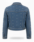 Cropped Beaded Denim Jacket for Women