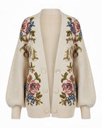 Embroidered Knit Cardigan for Women