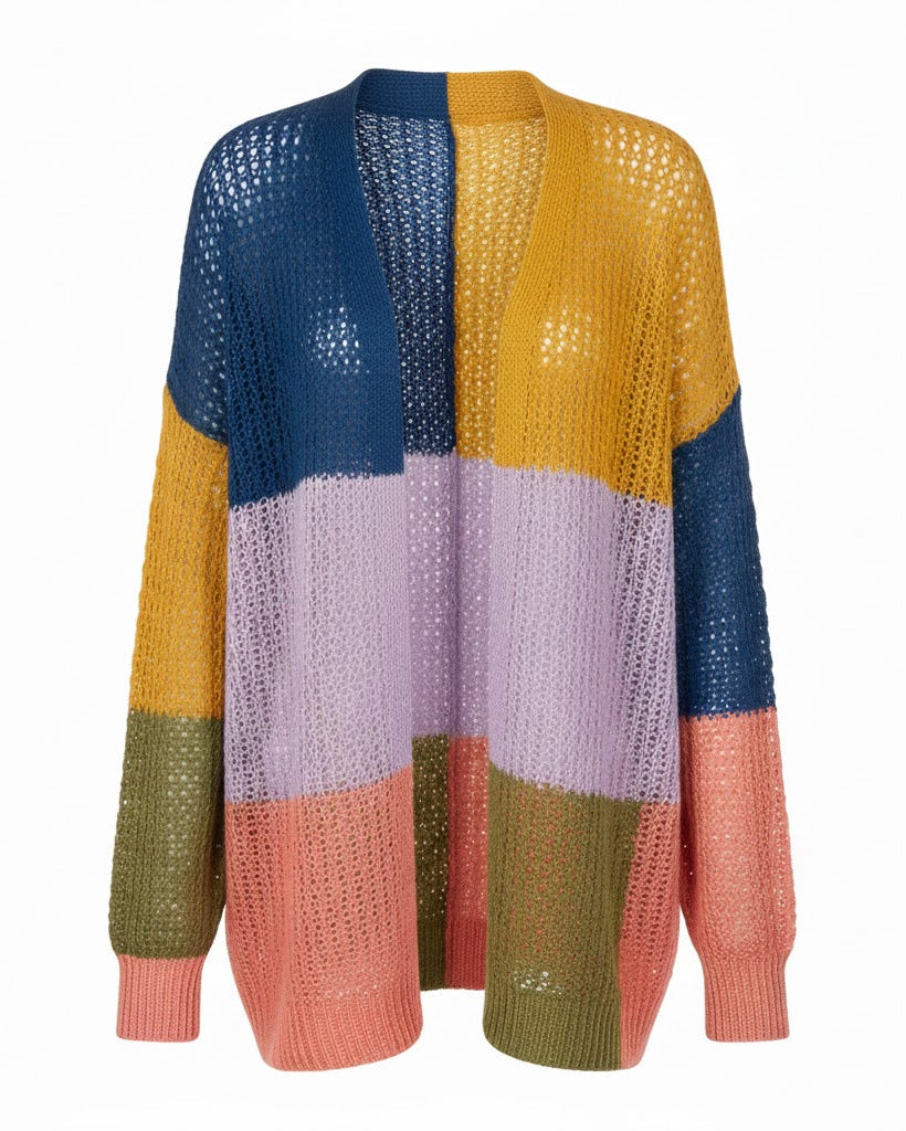 Women's Colour Block Knit Cardigan